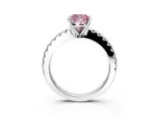 Solitaire Engagement Ring Setting for Fancy Pink Cushion Cut Center with Single Row Accent Band and Prong Head in Sterling Silver