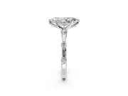 Solitaire Engagement Ring Setting for Marquise Center with Bezel Station Band and Prong Head in Platinum