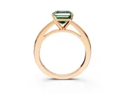 Solitaire Engagement Ring Setting for Fancy Green Asscher Cut Center with Flat-Sided Plain Band and Prong Head in Rose Gold