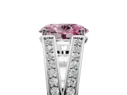 Split Shank Engagement Ring Setting for Fancy Pink Oval Center with Pave Split Shank and Prong Head in Sterling Silver