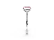 Solitaire Engagement Ring Setting for Fancy Pink Radiant Cut Center with Channel Accents and Prong Head in Sterling Silver