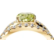 Solitaire Engagement Ring Setting for Fancy Yellow Cushion Cut Center with Wide-Open Split Shank and Prong Head in Yellow Gold