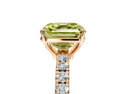 Solitaire Engagement Ring Setting for Fancy Yellow Asscher Cut Center with Large Accent Band and Prong Head in Rose Gold