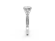 Cluster Engagement Ring Setting for Princess Cut Center with Bezel Accent Clusters and Prong Head in Sterling Silver