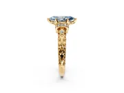 Solitaire Engagement Ring Setting for Fancy Blue Marquise Center with Filigree Band and Prong Head in Yellow Gold