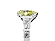 Bar-Set Engagement Ring Setting for Fancy Yellow Pear-Shaped Center with Tapered Baguette Accents and Prong Head in Platinum