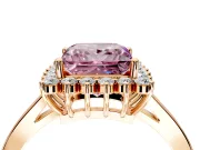 Starburst Halo Engagement Ring Setting for Fancy Pink Princess Cut Center with Flat Cathedral Band and Prong Head in Rose Gold