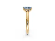 Solitaire Engagement Ring Setting for Fancy Blue Radiant Cut Center with Reverse Tapered Band and Prong Head in Yellow Gold