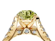 Solitaire Engagement Ring Setting for Fancy Yellow Round Cut Center with Pave Cathedral Shoulders and Prong Head in Yellow Gold