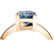 Solitaire Engagement Ring Setting for Fancy Blue Princess Cut Center with Plain Band and Flat Tab Prong Head in Rose Gold