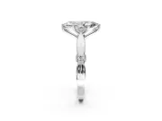 Solitaire Engagement Ring Setting for Marquise Center with Carved Leaf Shoulders and Prong Head in Sterling Silver
