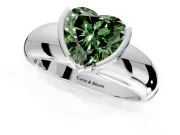 Tension Engagement Ring Setting for Fancy Green Heart-Shaped Center with Wide Flat Band and Tension Head in Platinum
