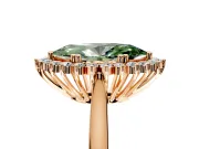 Starburst Halo Engagement Ring Setting for Fancy Green Marquise Center with Thin Round-Wire Band and Prong Head in Rose Gold
