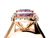 Halo Engagement Ring Setting for Fancy Pink Princess Cut Center with Square Band and Prong Head in Rose Gold