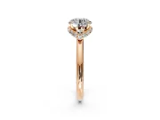 Hidden Halo Engagement Ring Setting for Round Cut Center with Plain Rounded Band and Prong Head in Rose Gold