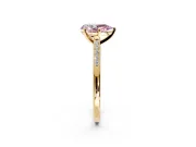 Solitaire Engagement Ring Setting for Fancy Pink Pear-Shaped Center with Channel Accents and Prong Head in Yellow Gold
