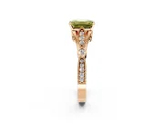 Solitaire Engagement Ring Setting for Fancy Yellow Emerald Cut Center with Marquise and Bezel Accents and Prong Head in Rose Gold