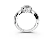 Halo Engagement Ring Setting for Heart-Shaped Center with Tapered Plain Band and Prong Head in Sterling Silver