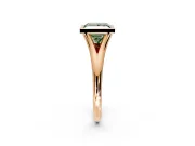 Solitaire Engagement Ring Setting for Fancy Green Princess Cut Center with V Split Shank and Bezel Head in Rose Gold