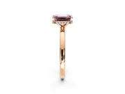 Hidden Halo Engagement Ring Setting for Fancy Pink Emerald Cut Center with Plain Band and Tall Prong Head in Rose Gold