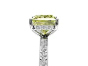 Solitaire Engagement Ring Setting for Fancy Yellow Princess Cut Center with Fine Pave Band and Prong Head in Sterling Silver