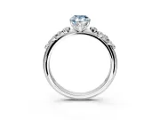 Cluster Engagement Ring Setting for Fancy Blue Pear-Shaped Center with Round Cut Accent Band and Prong Head in Platinum