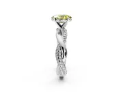Solitaire Engagement Ring Setting for Fancy Yellow Oval Center with Pave and Plain Crossover and Basket Head in Platinum