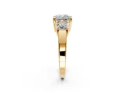 3 Stone Engagement Ring Setting for Cushion Cut Center with Matching Side Accents and Prong Head in Yellow Gold