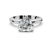 Solitaire Engagement Ring Setting for Heart-Shaped Center with Wire Band and Prong Head in Platinum