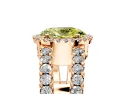 Halo Engagement Ring Setting for Fancy Yellow Oval Center with Wide-Open Pave Split Shank and Prong Head in Rose Gold