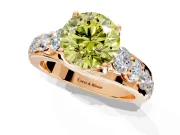 Solitaire Engagement Ring Setting for Fancy Yellow Round Cut Center with Graduated Shared Prongs and Prong Head in Rose Gold
