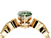 Leaf Engagement Ring Setting for Fancy Green Pear-Shaped Center with Milgrain Accent Band and Prong Head in Yellow Gold