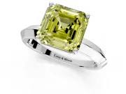 Solitaire Engagement Ring Setting for Fancy Yellow Asscher Cut Center with Wide Knife Ridge Band and Prong Head in Platinum
