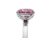 Solitaire Engagement Ring Setting for Fancy Pink Radiant Cut Center with Thin Rounded Plain Band and Prong Head in White Gold