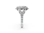 Double Halo Engagement Ring Setting for Marquise Center with Narrow Pave Split Shank and Prong Head in Platinum