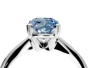 Solitaire Engagement Ring Setting for Fancy Blue Cushion Cut Center with Knife Ridge Band and Claw Prong Head in Sterling Silver