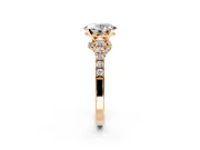 Solitaire Engagement Ring Setting for Oval Center with Crossover Accents and Prong Head in Rose Gold