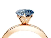 Solitaire Engagement Ring Setting for Fancy Blue Heart-Shaped Center with Channel Baguette Band and Prong Head in Rose Gold