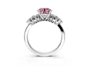 Cluster Engagement Ring Setting for Fancy Pink Round Cut Center with 2-Row Shoulder Clusters and Prong Head in Sterling Silver