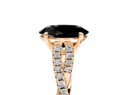 Solitaire Engagement Ring Setting for Fancy Black Oval Center with Twisted Pave Split Shank and Prong Head in Rose Gold