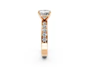Solitaire Engagement Ring Setting for Princess Cut Center with Channel-Set Accents and Prong Head in Rose Gold