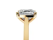 Solitaire Engagement Ring Setting for Asscher Cut Center with Tapered Shoulders and Prong Head in Yellow Gold