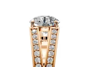 Split Shank Engagement Ring Setting for Round Cut Center with Pave Split Shank and Prong Head in Rose Gold