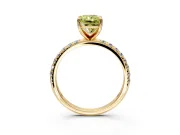 Solitaire Engagement Ring Setting for Fancy Yellow Radiant Cut Center with Micro Pave Band and Prong Head in Yellow Gold