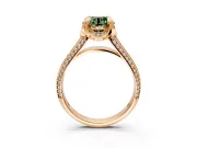 Solitaire Engagement Ring Setting for Fancy Green Round Cut Center with Accented Split Shank and Prong Head in Rose Gold