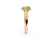 Halo Engagement Ring Setting for Fancy Yellow Heart-Shaped Center with Knife Ridge Cathedral Band and Prong Head in Yellow Gold