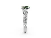 Solitaire Engagement Ring Setting for Fancy Green Pear-Shaped Center with Graduated Shared Prongs and Prong Head in Platinum