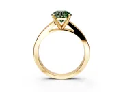 Solitaire Engagement Ring Setting for Fancy Green Round Cut Center with Princess Cut Channel Band and Prong Head in Yellow Gold