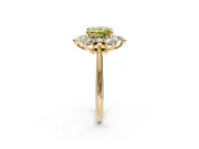 Small-Accent Cluster Halo Engagement Ring Setting for Fancy Yellow Princess Cut Center with Plain Band and Prong Head in Yellow Gold