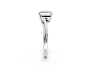 Solitaire Engagement Ring Setting for Asscher Cut Center with Plain Bypass Twist Band and Prong Head in Sterling Silver